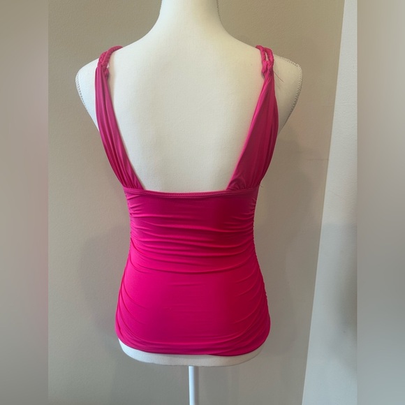 Carmen Marc Valvo Pink Ruched Tankini Swim Top Size Small - Picture 6 of 7